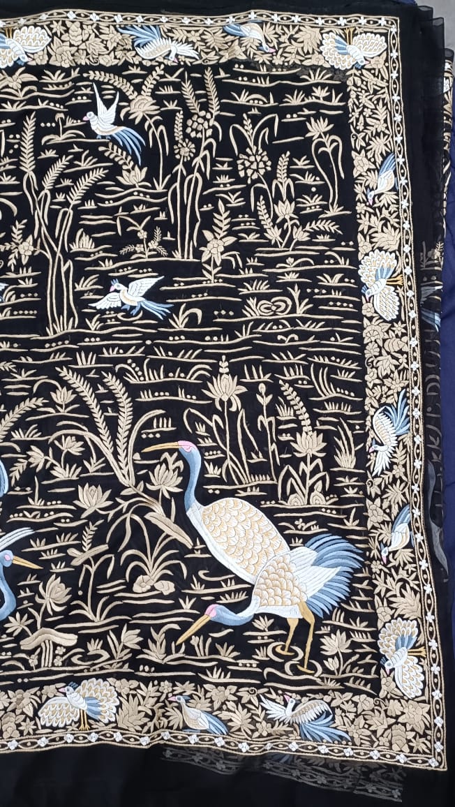 Qaseeda authentic Parsi gara saree traditional heritage saree - Saffronfashionindia