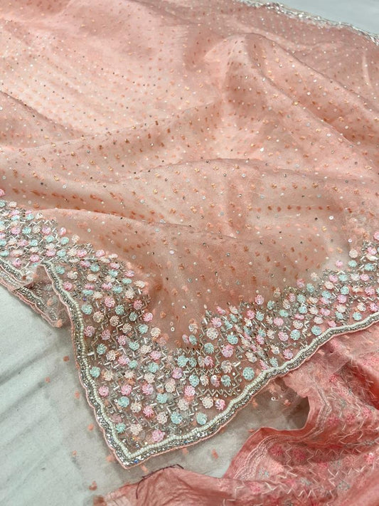 Marjaani cutdana jerkan partywear saree - Saffronfashionindia