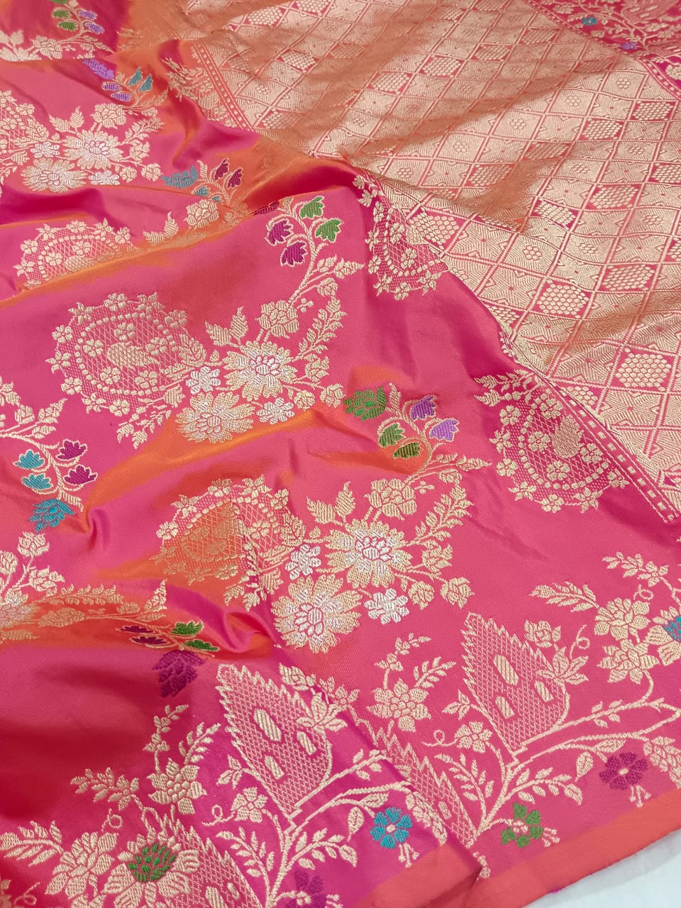 Gulabo exclusive Banarsi bridal Katan saree - Saffronfashionindia