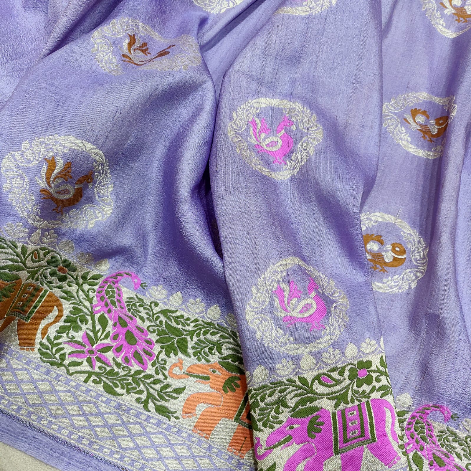 Hamsa tussar Banarsi sona rupa saree - Saffronfashionindia