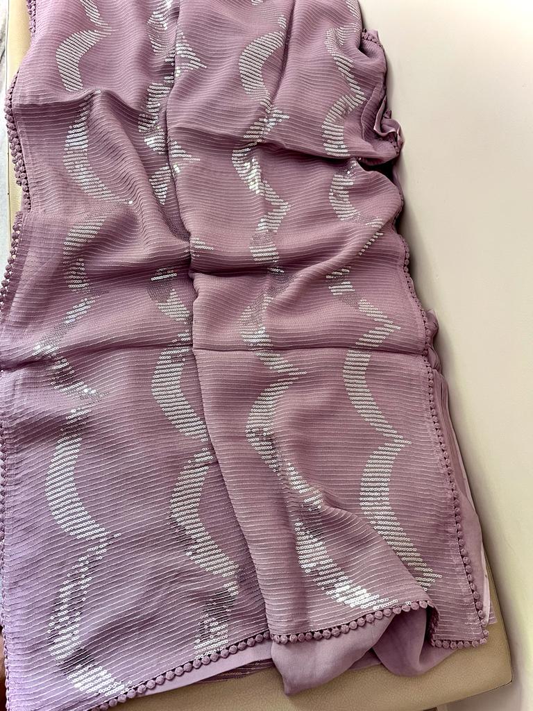 Lahima gorgette sequence saree - Saffronfashionindia