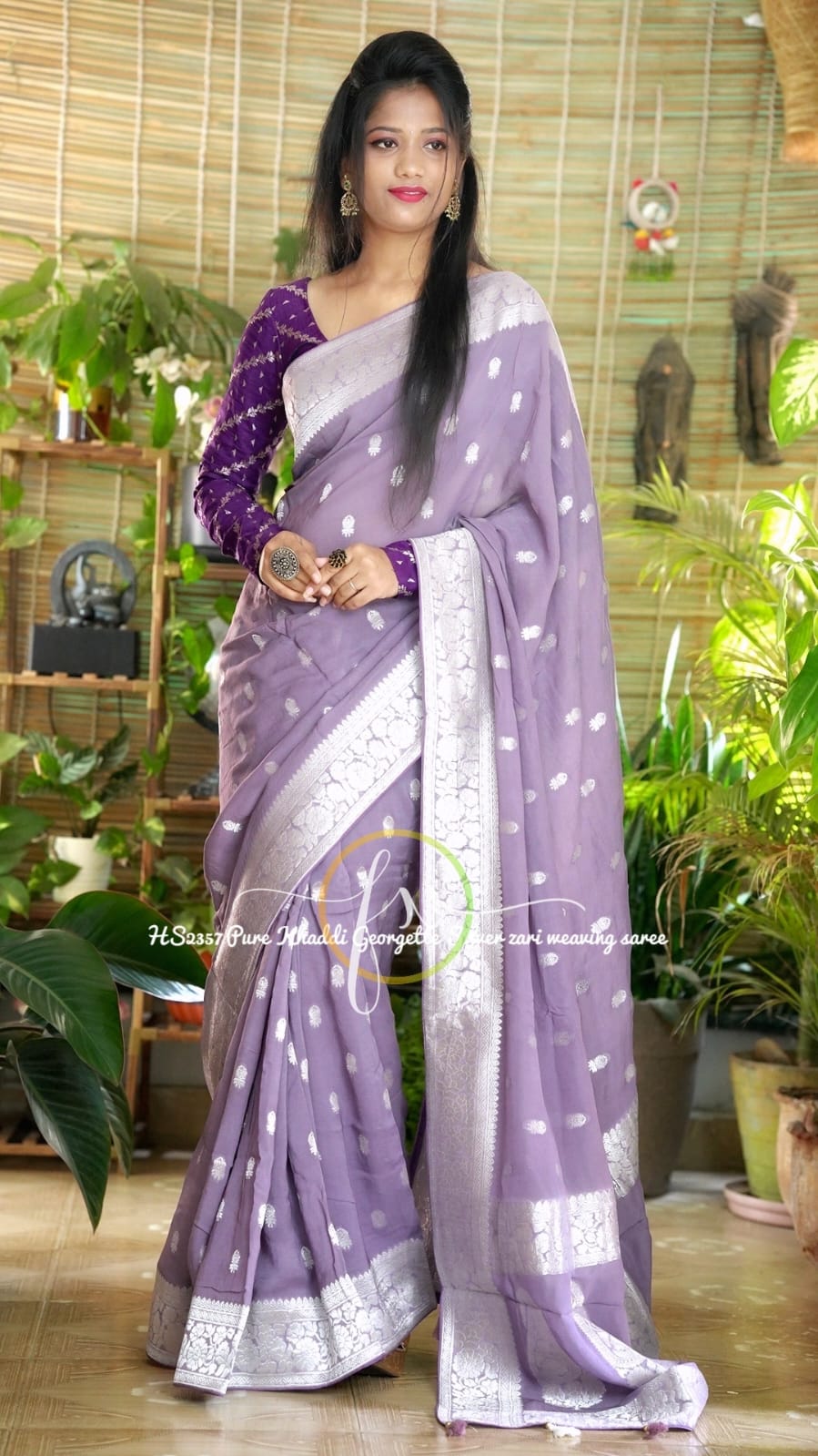 Anika khaddi gorgette sari - Saffronfashionindia
