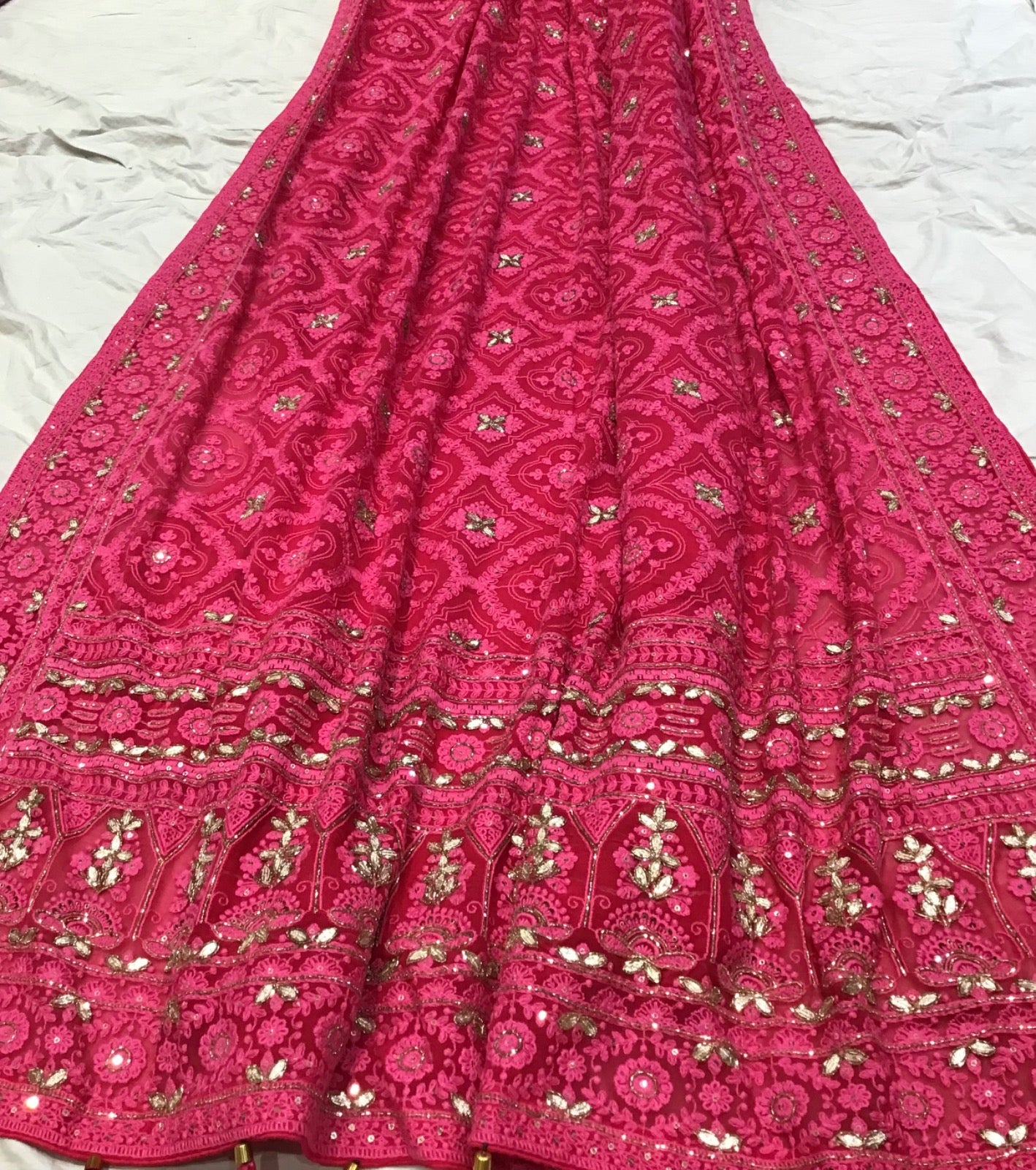 Naisha Chikankari gottapatti saree traditional saree - Saffronfashionindia
