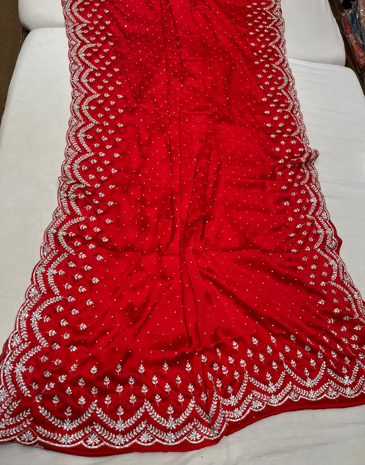 Zarkan satin reception saree - Saffronfashionindia