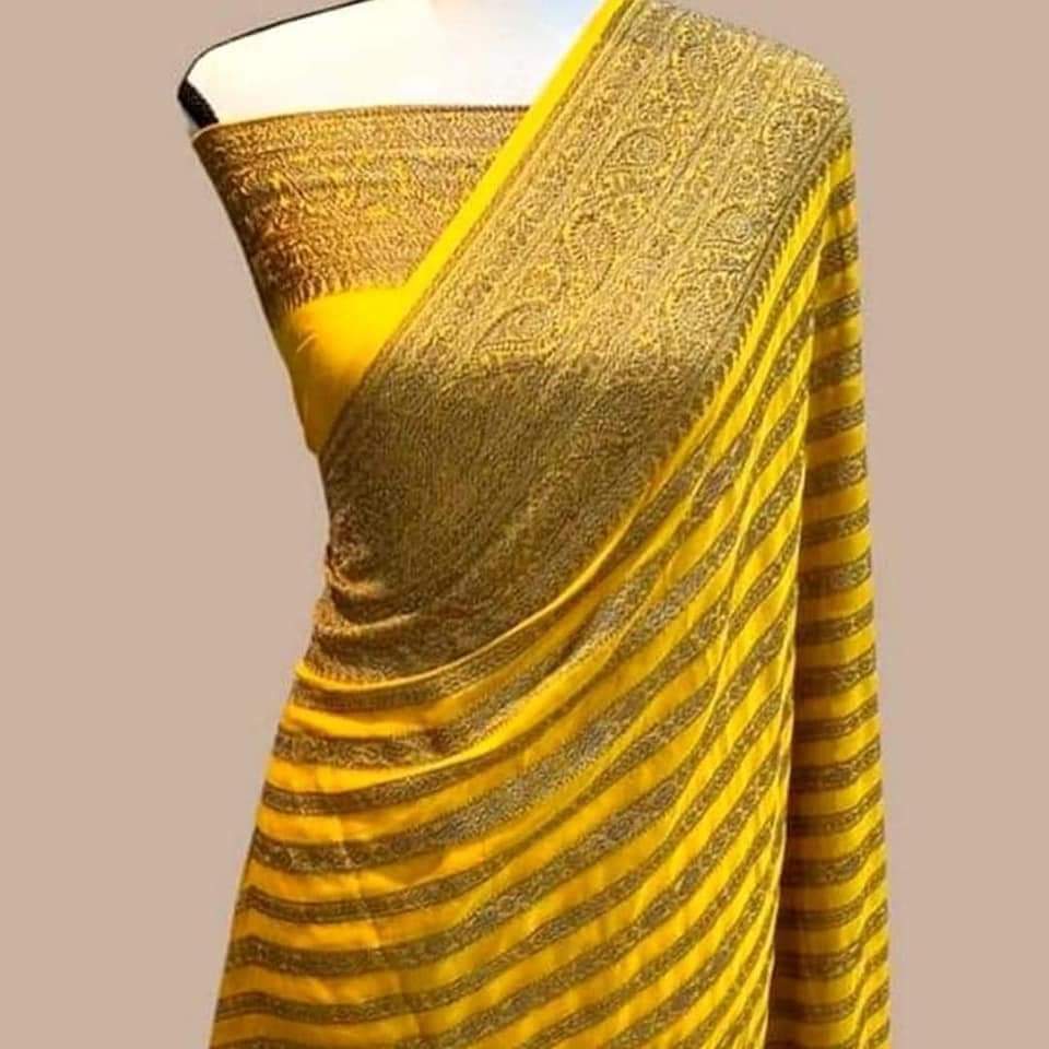 Lavita khaddi chiffon gorgette saree - Saffronfashionindia