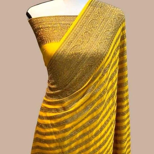 Lavita khaddi chiffon gorgette saree - Saffronfashionindia