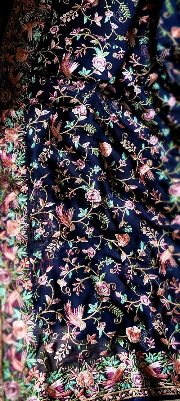 Qazi embroidered arsi saree