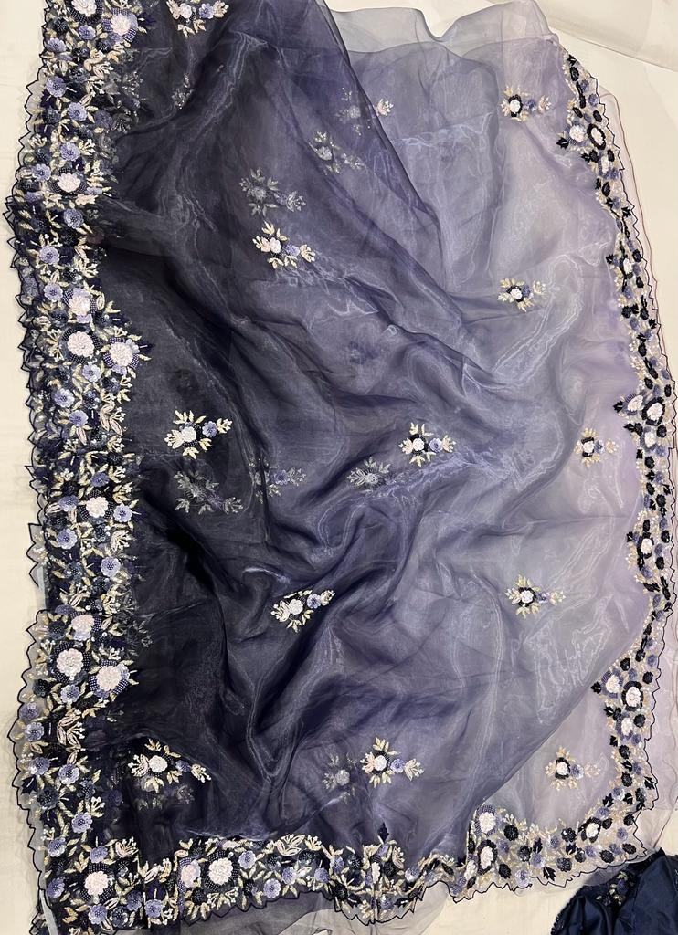 Billie sequins partywear sequins saree - Saffronfashionindia