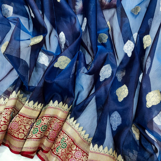 Royal handwoven kadwa kora saree - Saffronfashionindia