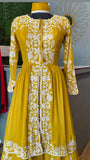 Mustard peplum styled kurta gharara dress