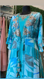 Blue chinon indowestern dress