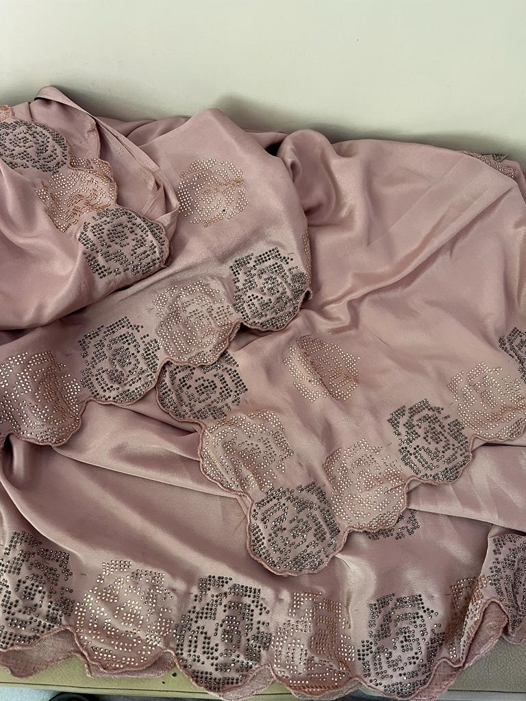 Swarosvki inspired satin saree - Saffronfashionindia