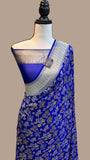 Mavisha blue gorgette handloom saree