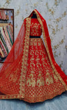 Red bridal velvet ethnic lehanga