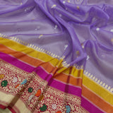 Lavender kora handwoven saris