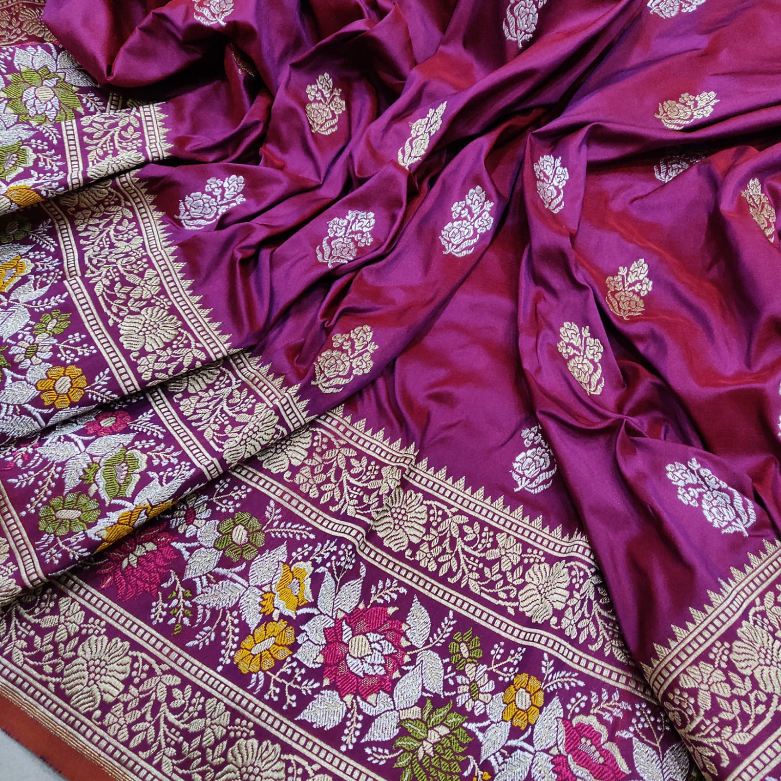 Muhani Katan silk handwoven sarees - Saffronfashionindia