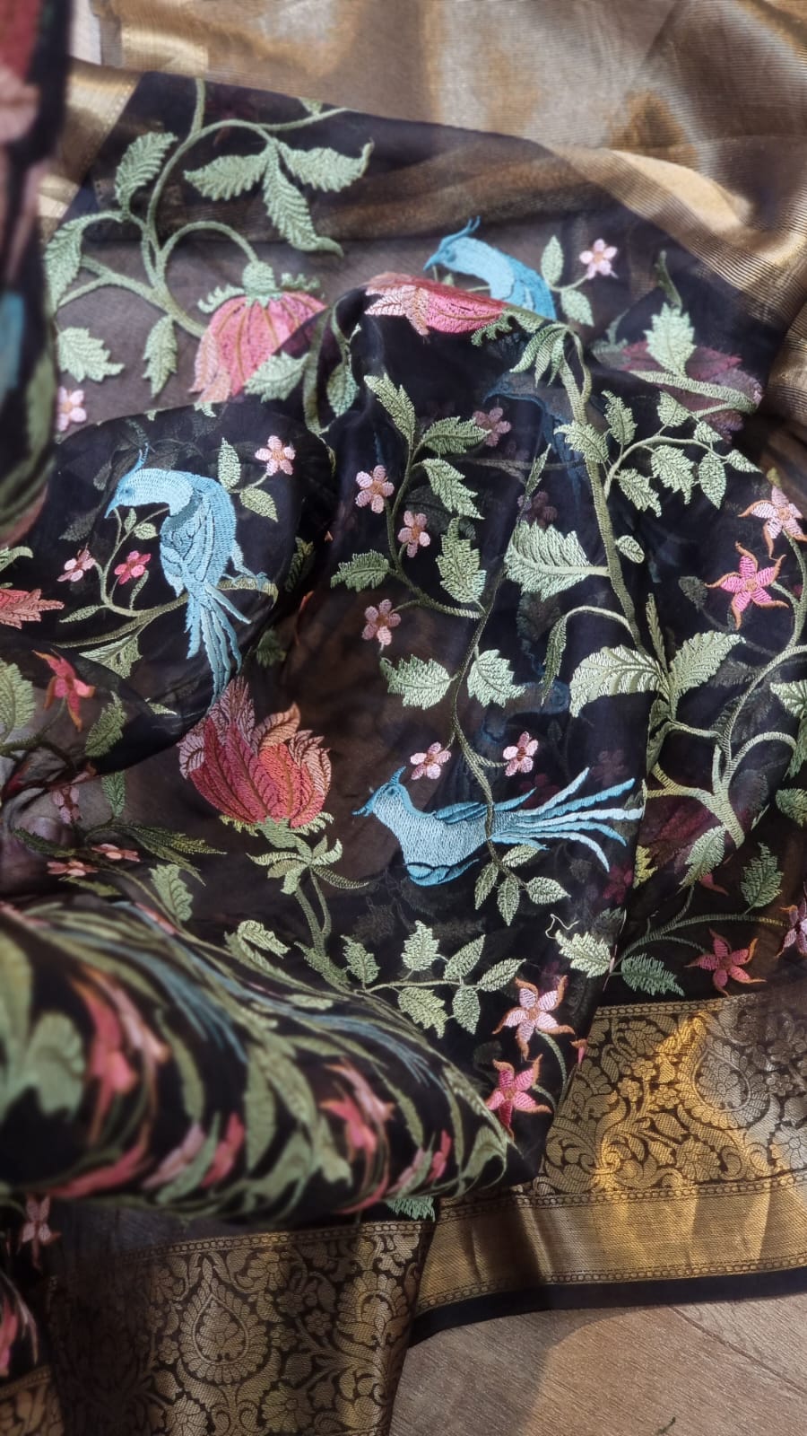 Lilac inspired embroidered saree - Saffronfashionindia