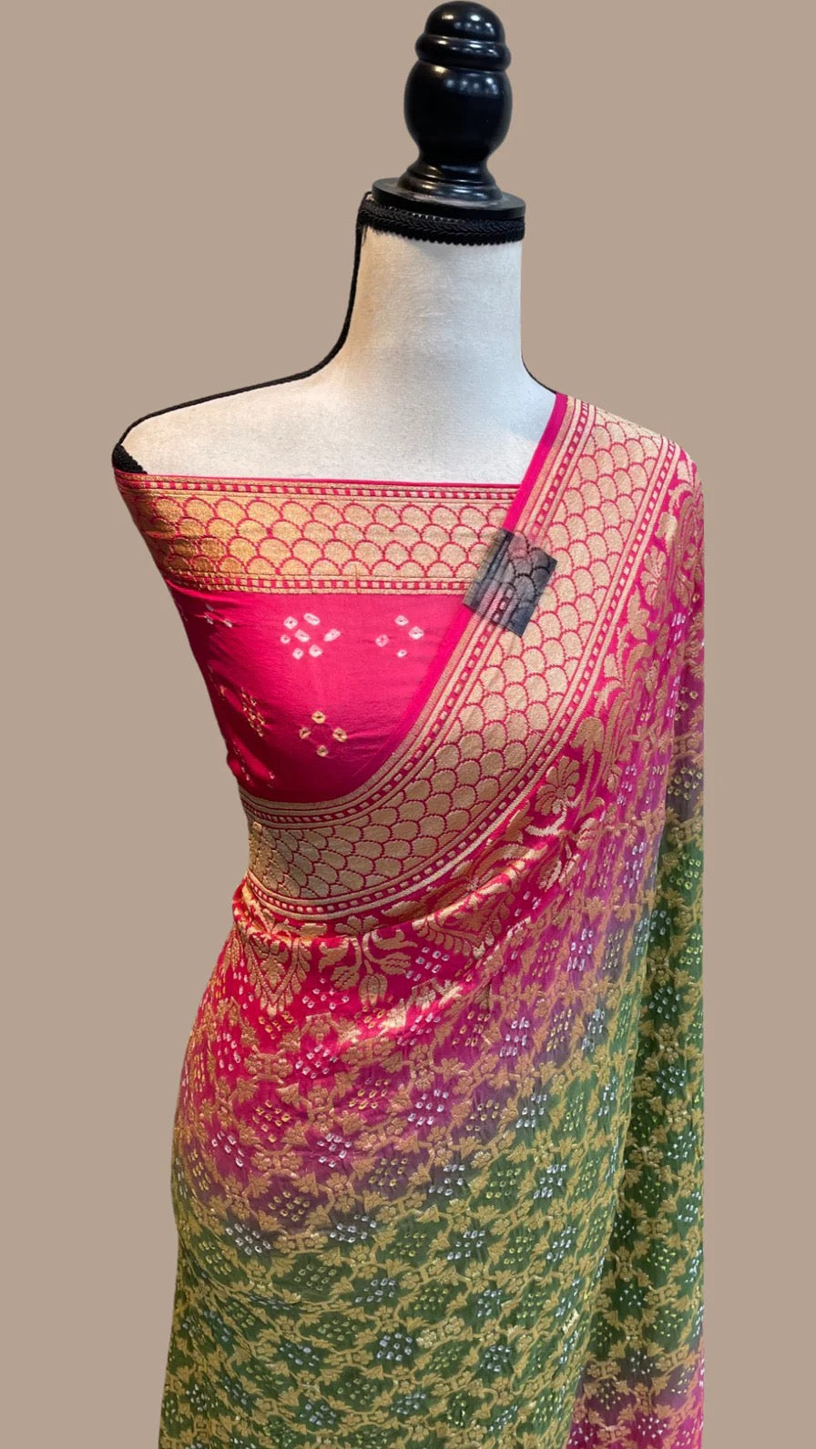 Nelima gorgette Banarsi bandhej sarees - Saffronfashionindia