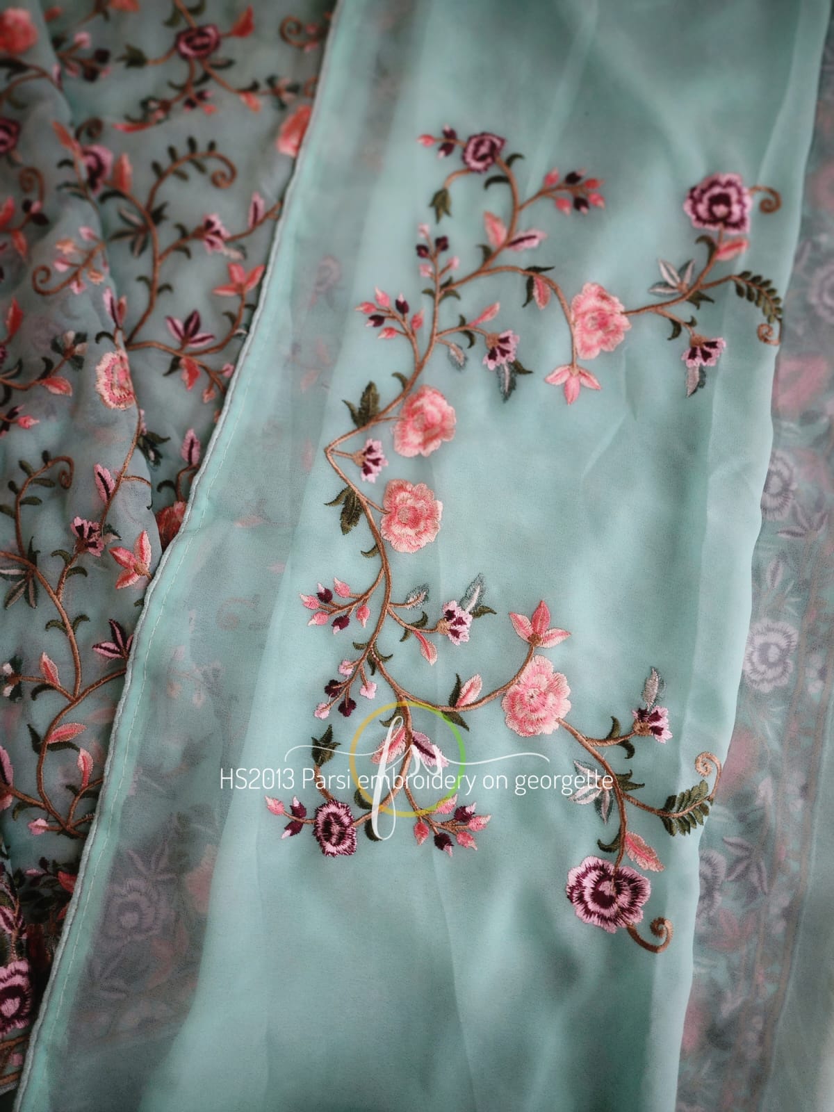 Karva parsi inspired gorgette saree - Saffronfashionindia