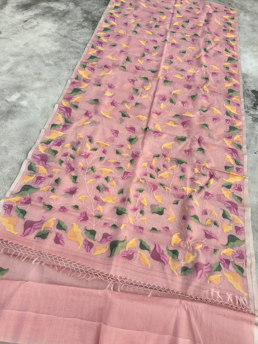 Rihanika muslin tantuj jamdani sarees - Saffronfashionindia