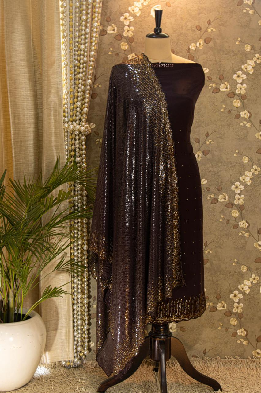 Sparkling crepe salwar suit - Saffronfashionindia
