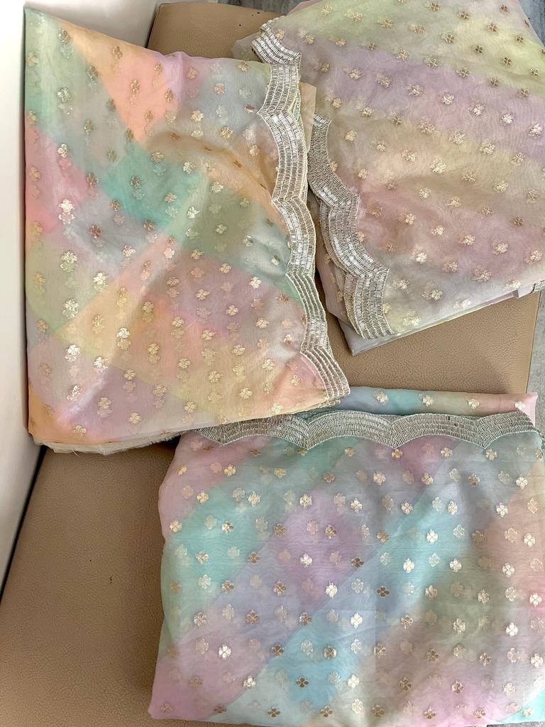 Multi saree organza weaving zari saree - Saffronfashionindia