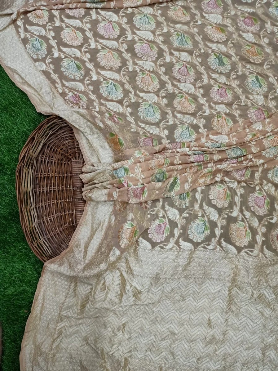 Ravika khaddi gorgette saree Indian saree - Saffronfashionindia