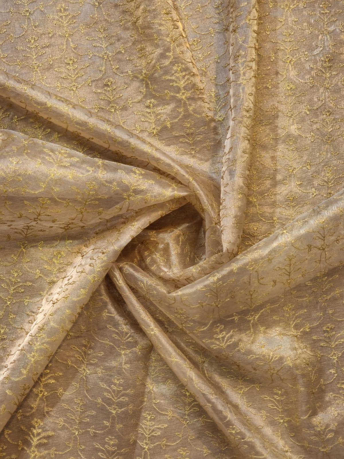 Embroidered tissue silk organza sari - Saffronfashionindia