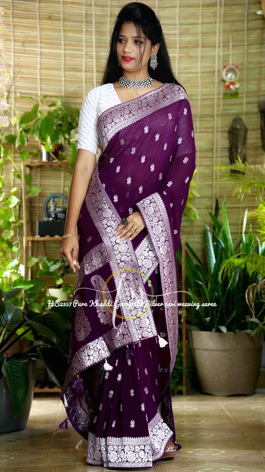 Anika khaddi gorgette sari - Saffronfashionindia
