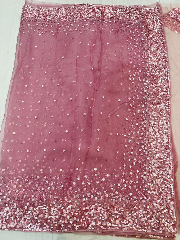 Fairy inspired pink organza saris