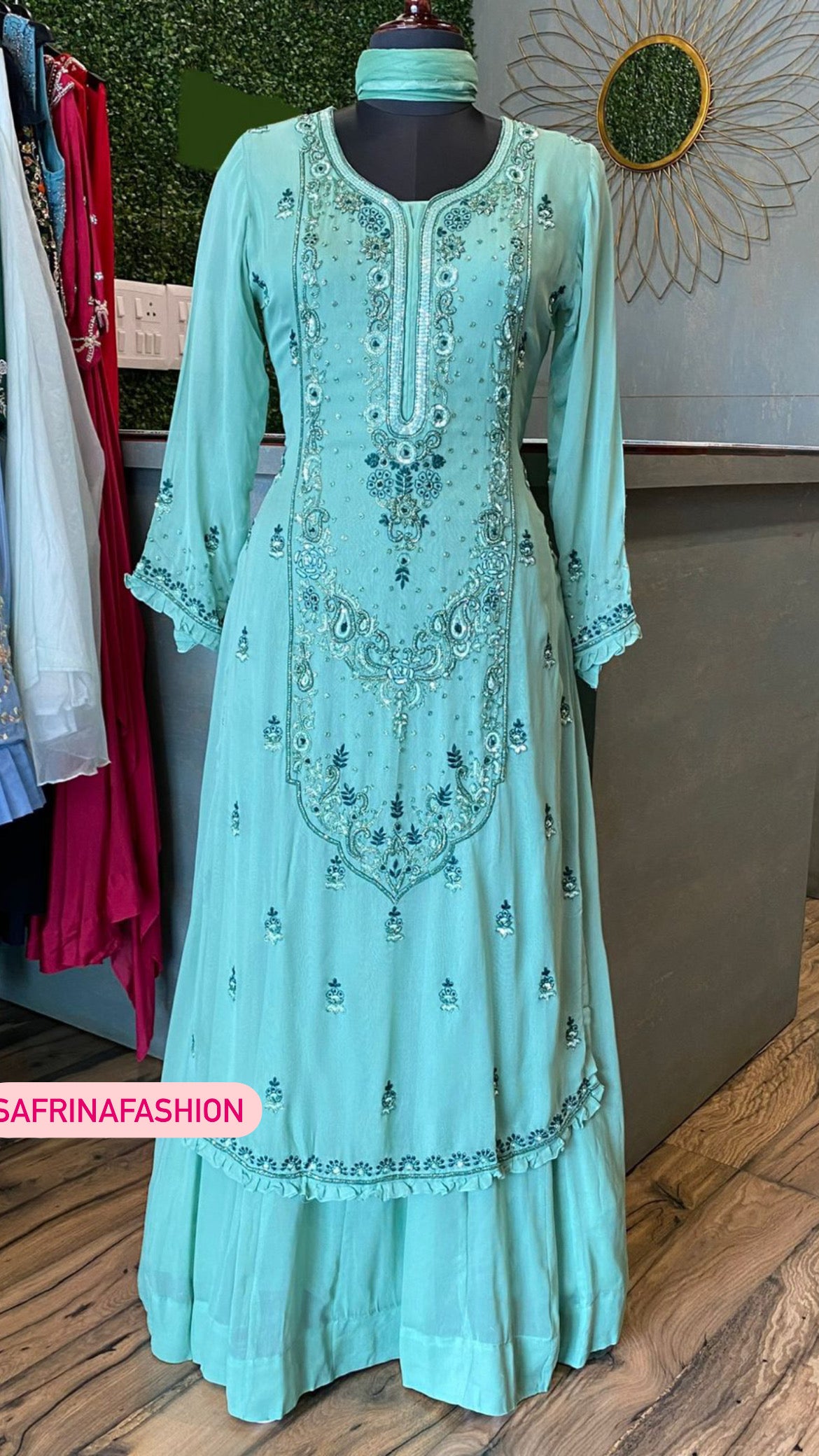 Mahima gorgette kurta dress - Saffronfashionindia