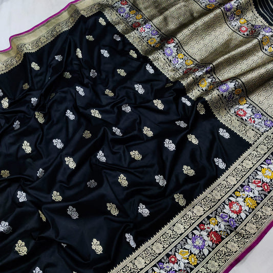 Humnava Katan silk handwoven traditional Indian sari - Saffronfashionindia