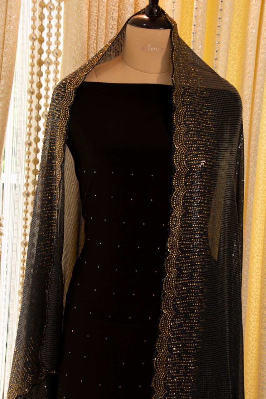 Sparkling crepe salwar suit - Saffronfashionindia
