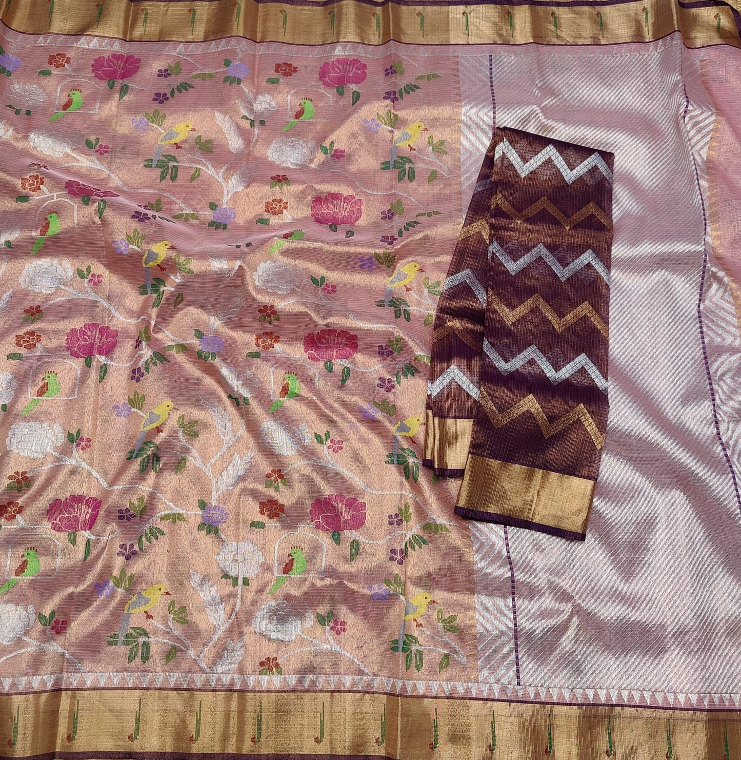 Floral zari kota saree - Saffronfashionindia