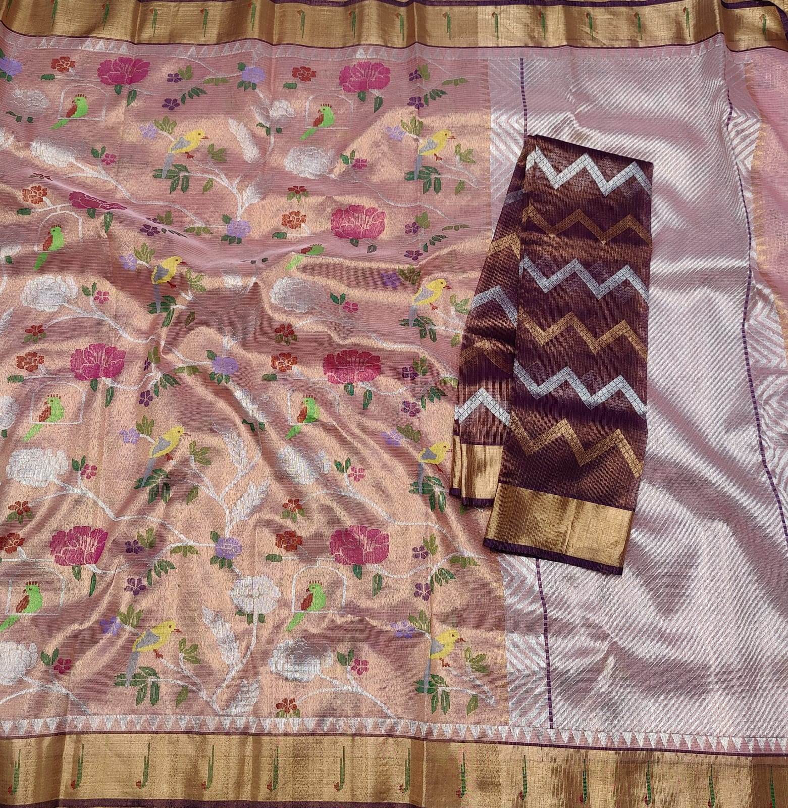 Floral zari kota saree - Saffronfashionindia