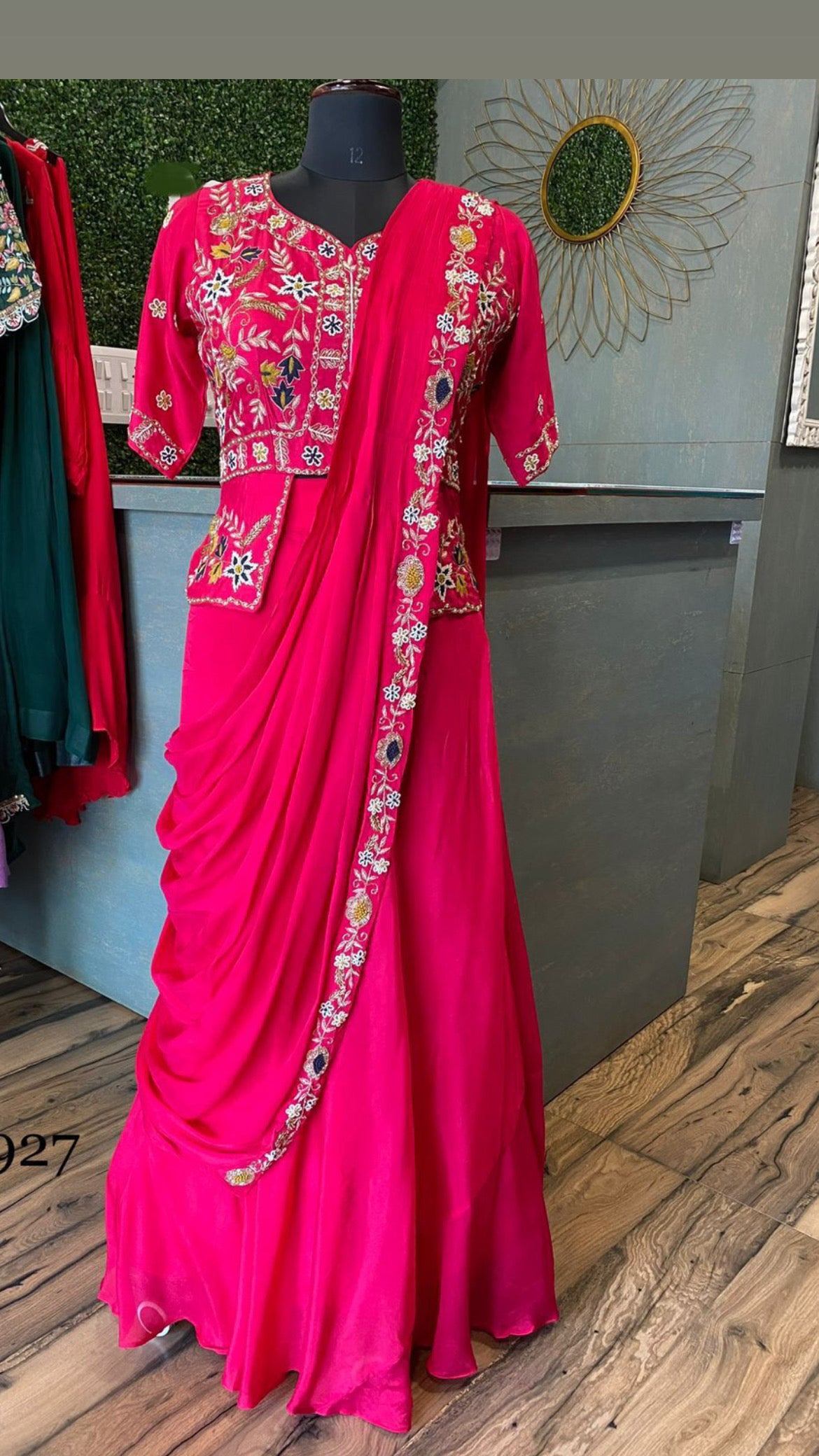 Belma pink embroidered dress - Saffronfashionindia