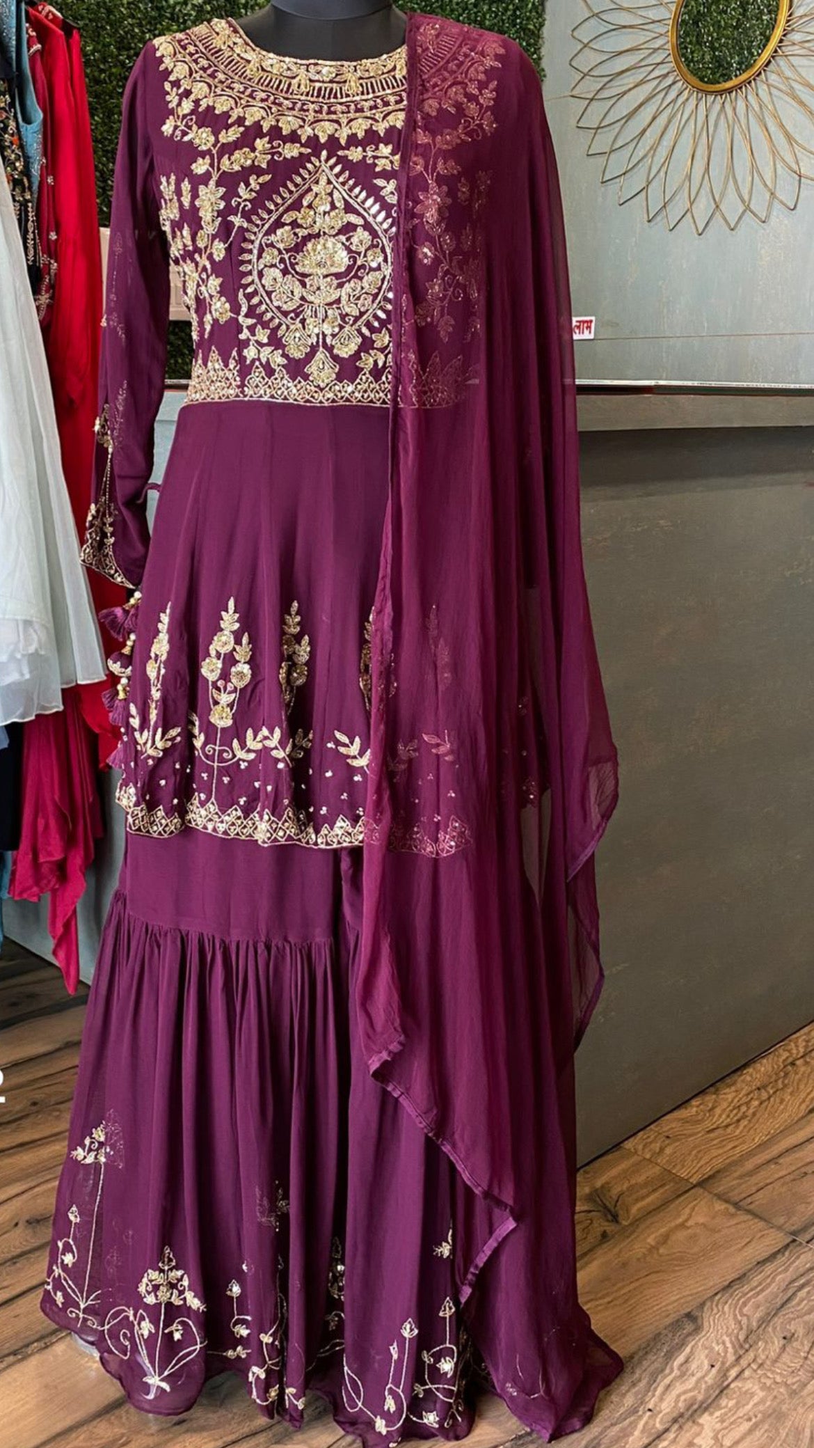 Manya gorgette peplum dress - Saffronfashionindia