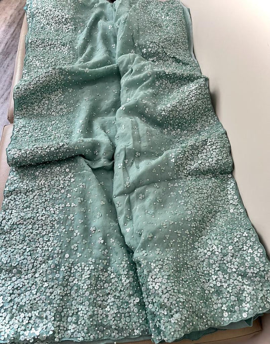 Lihaz gorgette embroidery beautiful sarees - Saffronfashionindia