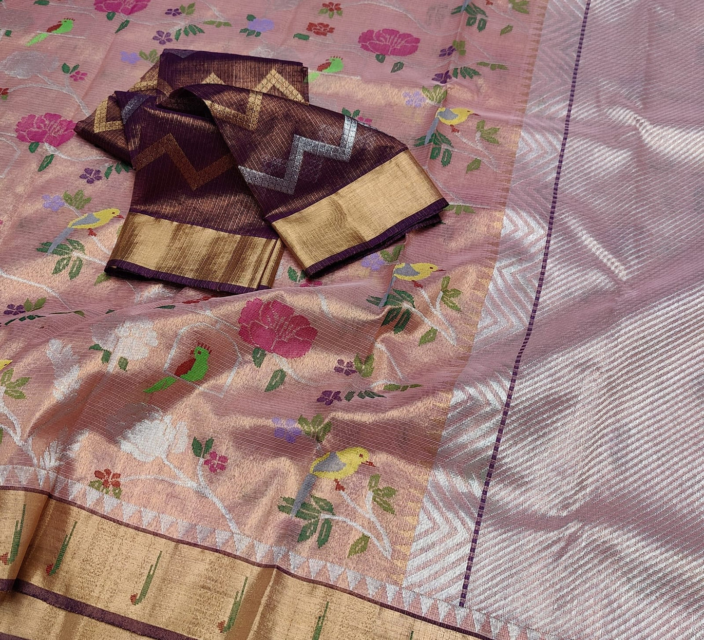 Floral zari kota saree - Saffronfashionindia