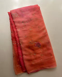 Pinkish peachy chiffon organza saris