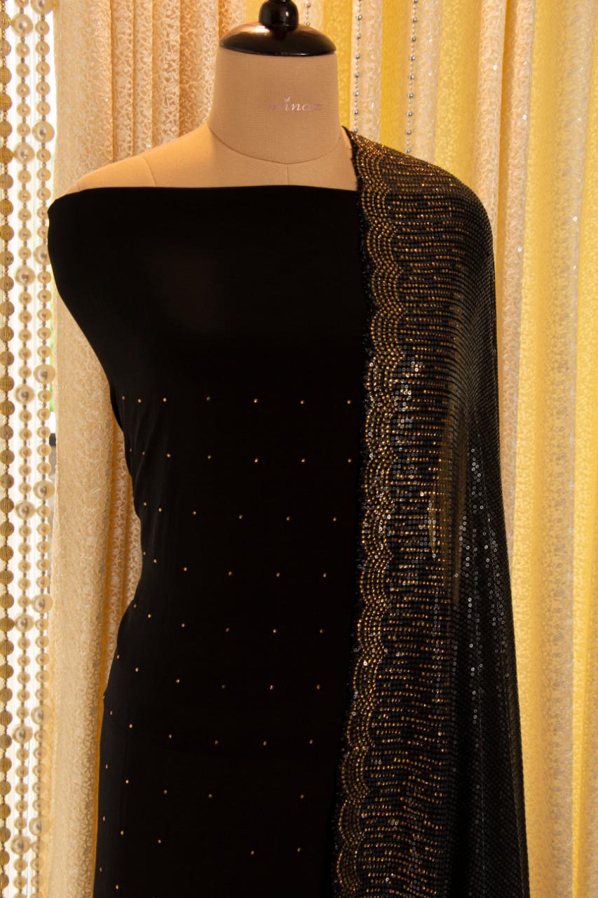Sparkling crepe salwar suit - Saffronfashionindia