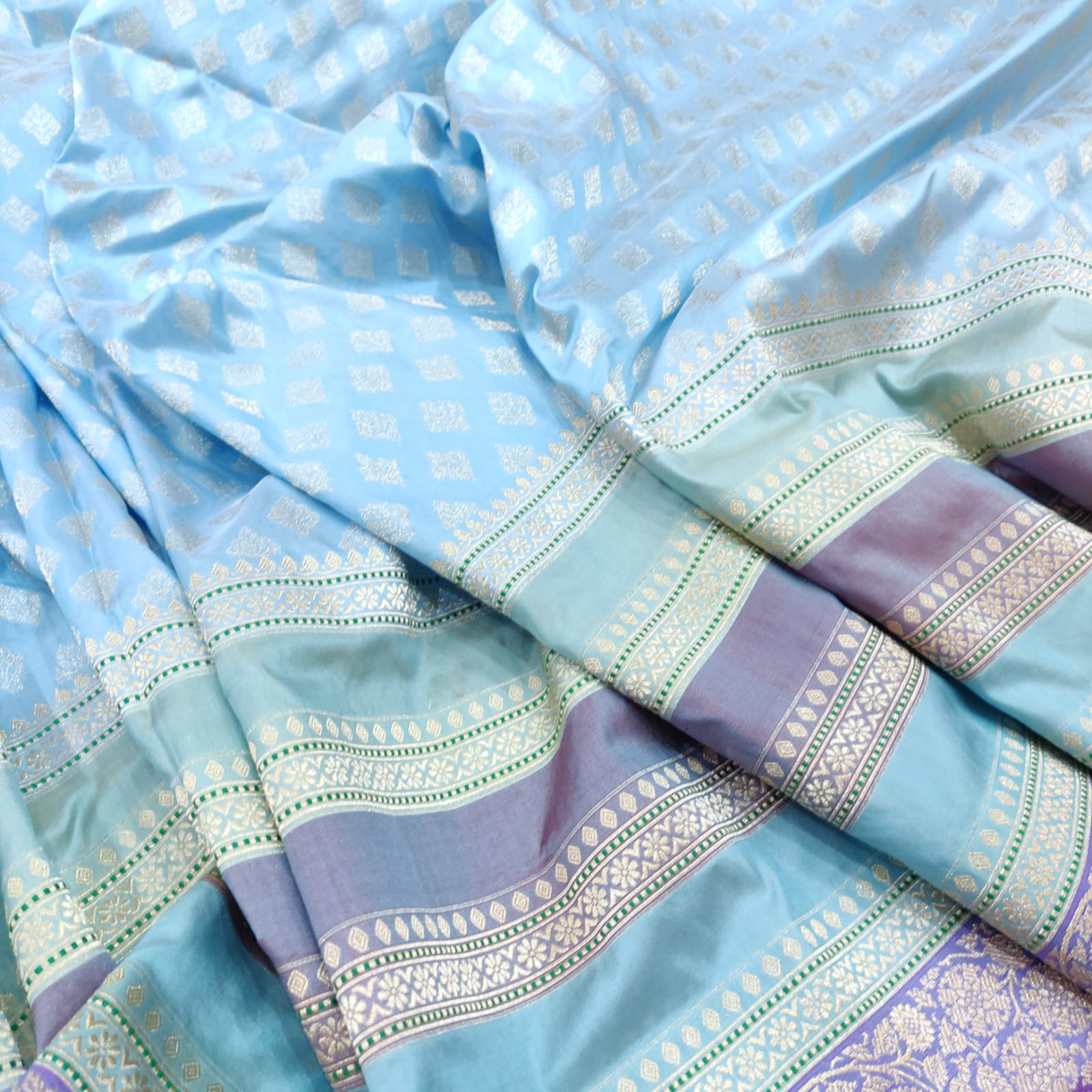 Lavika blue shaded Katan silk saree - Saffronfashionindia