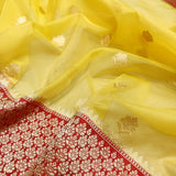 Yellow kora handwoven kadwa saree