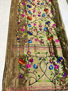 Radhe Paithani floral handmade tissue jaal saree