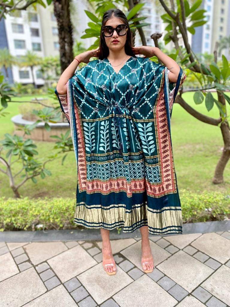 Beachong gajji silk kaftan - Saffronfashionindia