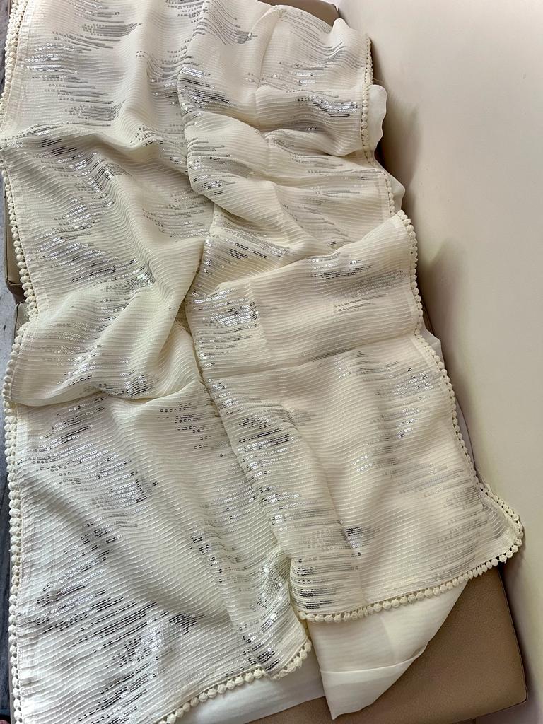 Lahima gorgette sequence saree - Saffronfashionindia