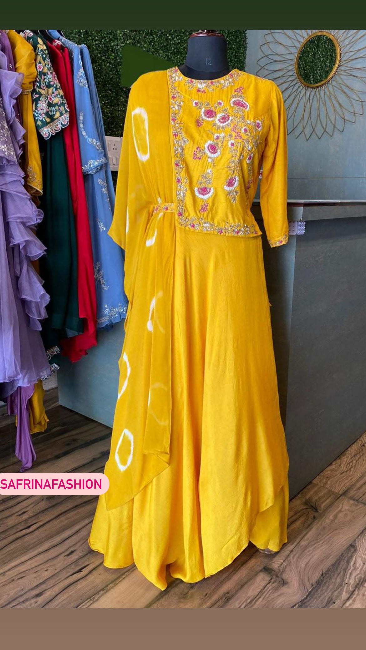 Davita silk gown dress - Saffronfashionindia