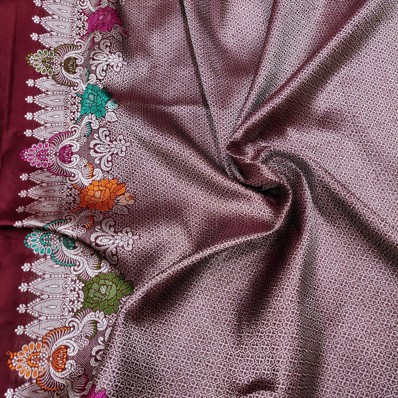 Peachy peach kora handwoven sarees - Saffronfashionindia