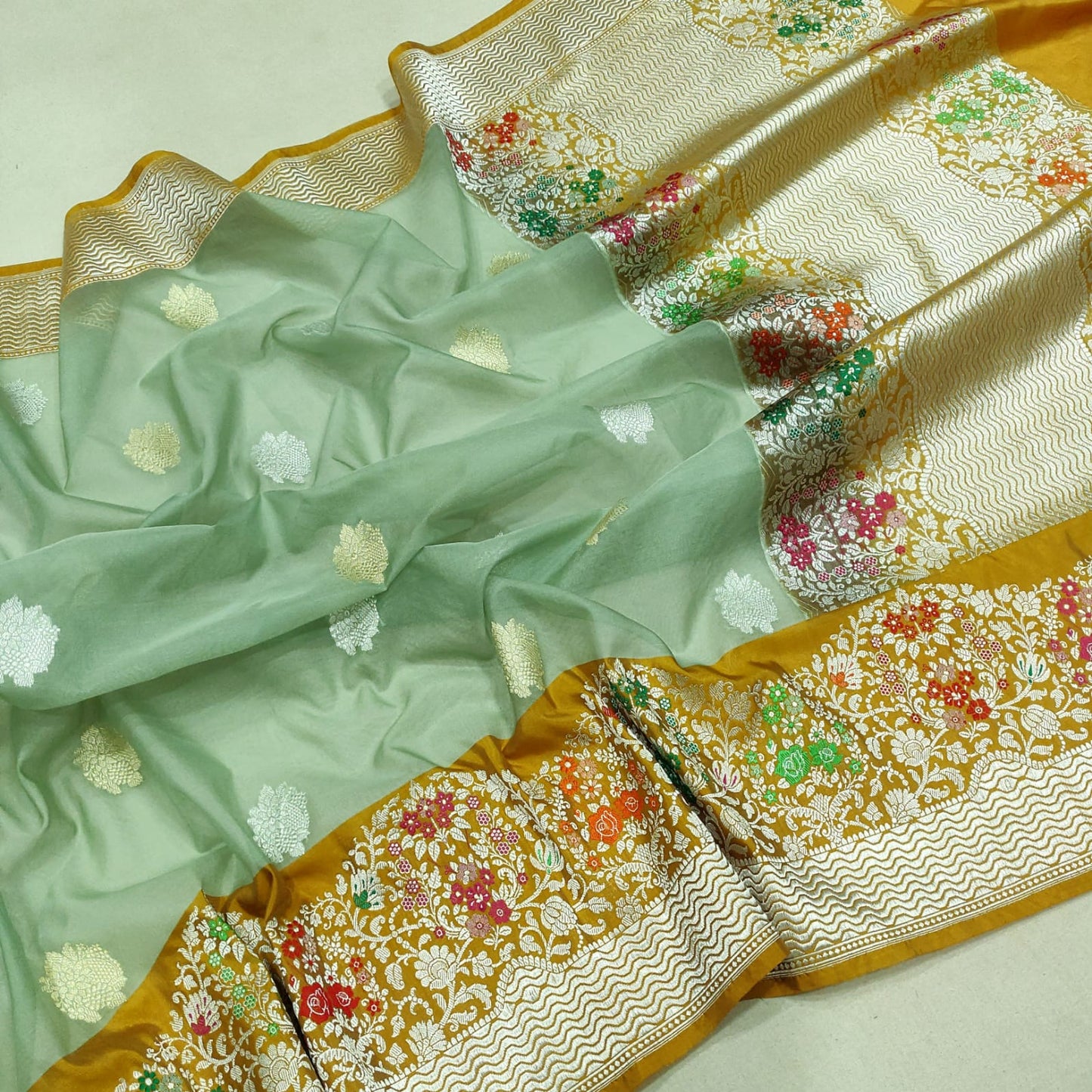 Linasha exclusive kora handwoven saree - Saffronfashionindia