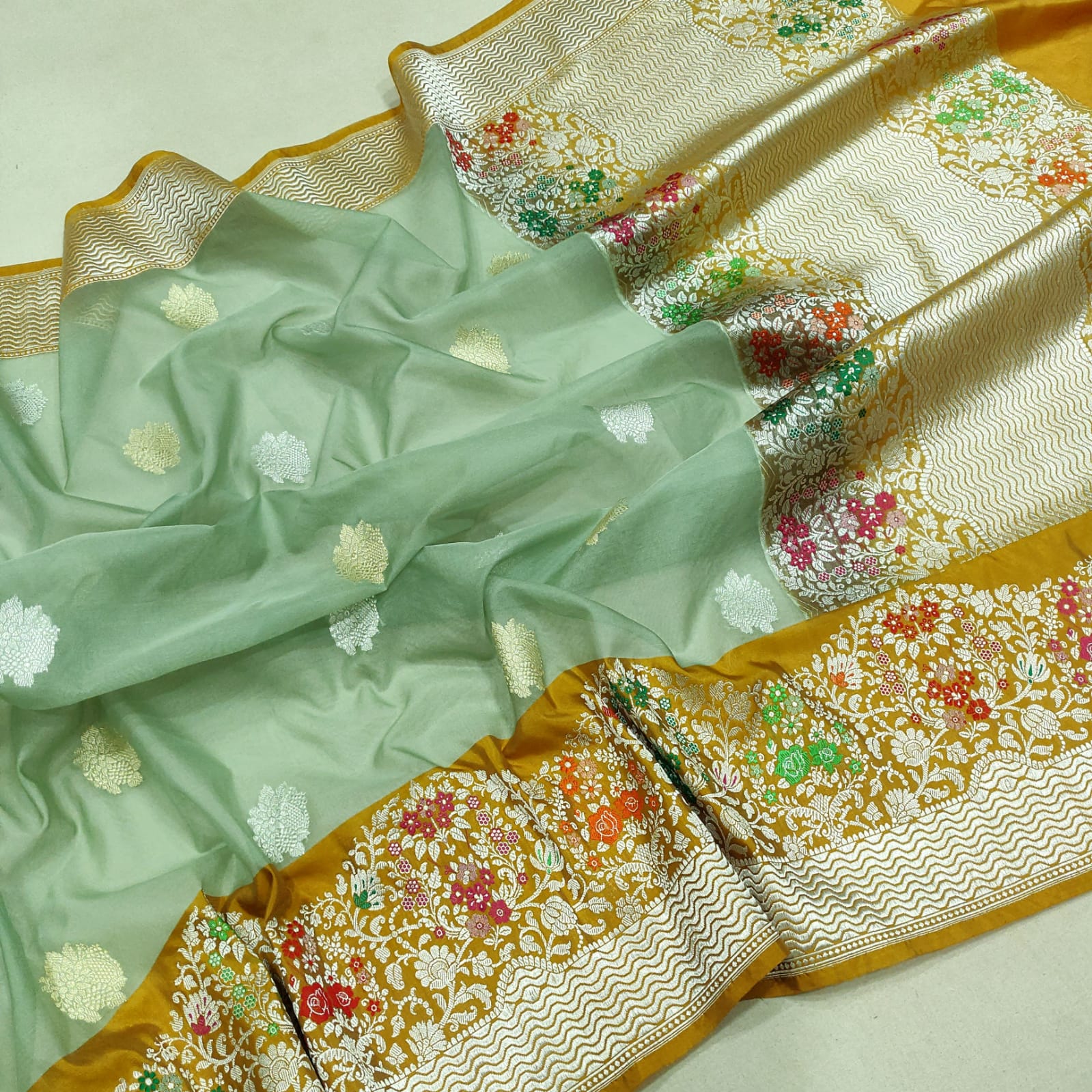 Linasha exclusive kora handwoven saree - Saffronfashionindia